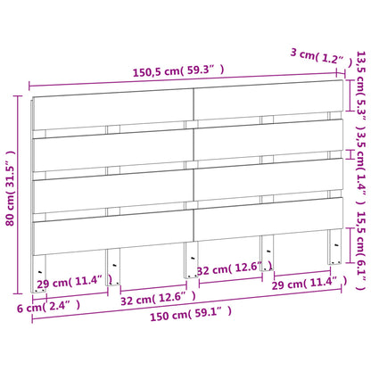 Hoofdbord 150 Cm Massief Grenenhout Wasbruin
