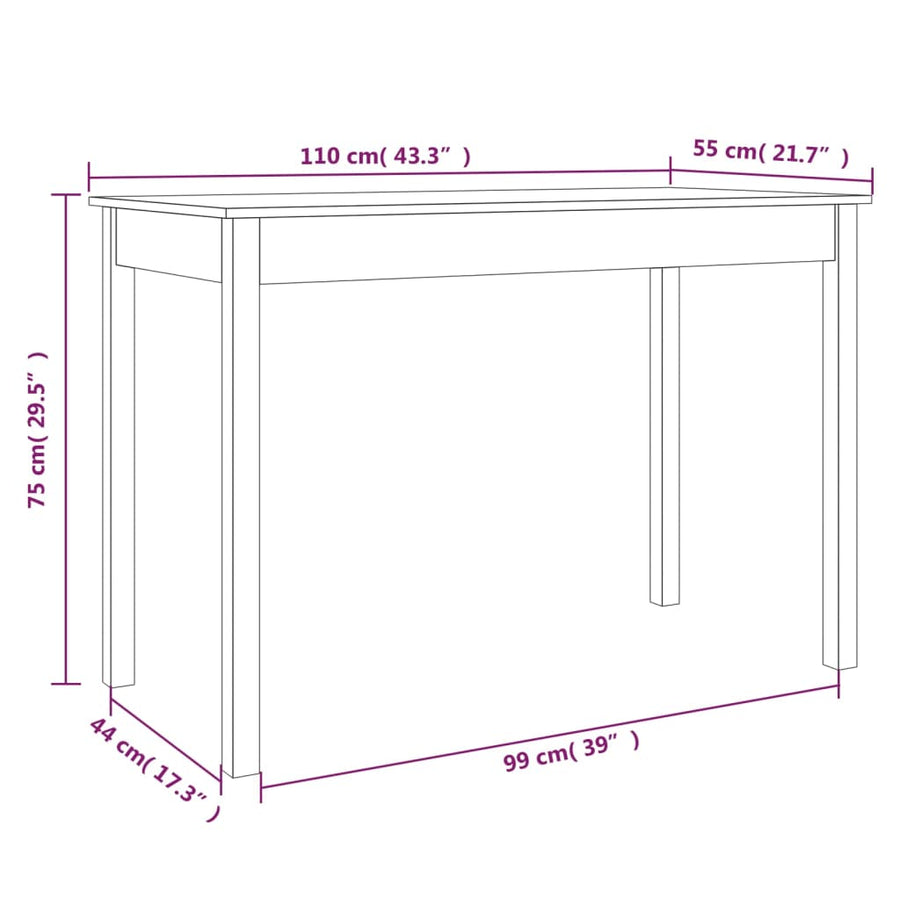 Eettafel 110x55x75 cm massief grenenhout wasbruin 110 x 55 x 75 cm Bruin