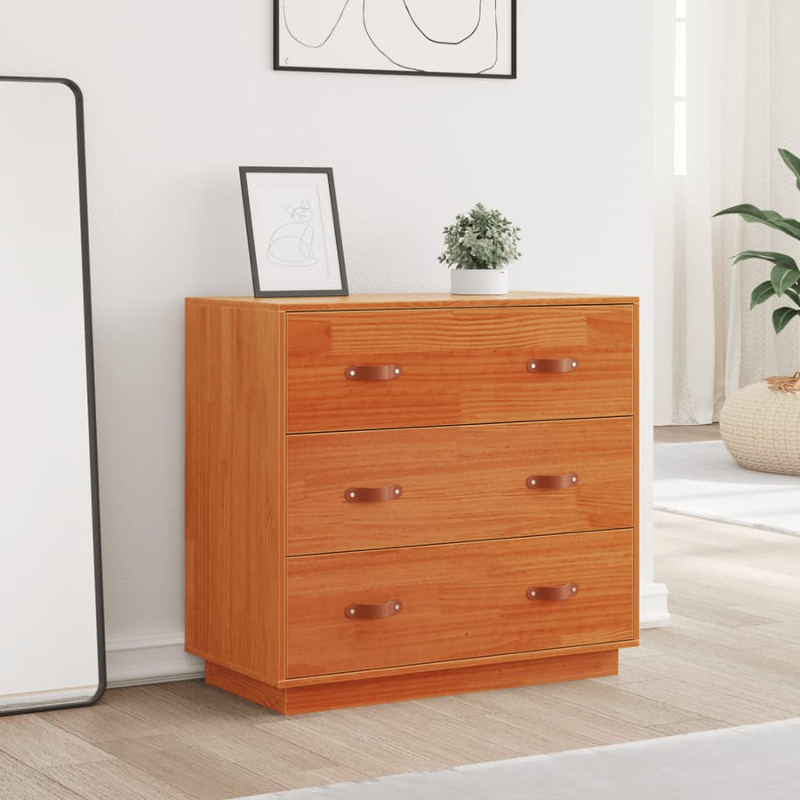Dressoir 80X40X75 Cm Massief Grenenhout Wasbruin