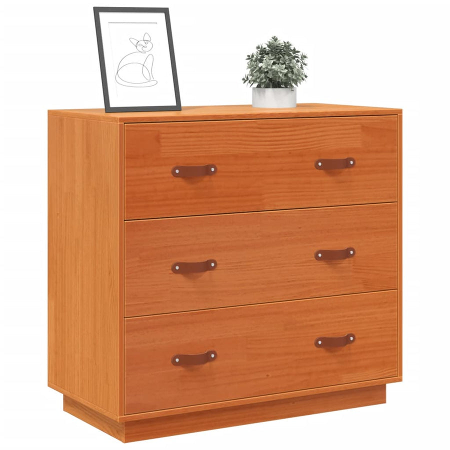 Dressoir 80X40X75 Cm Massief Grenenhout Wasbruin