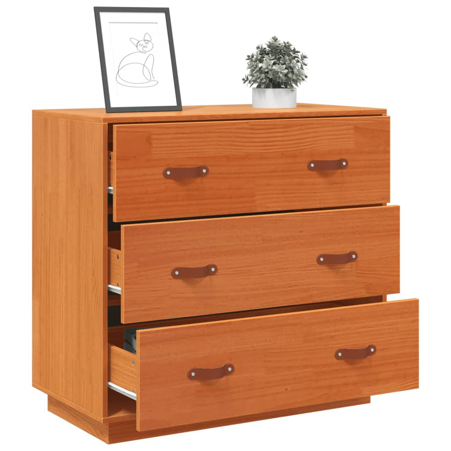 Dressoir 80X40X75 Cm Massief Grenenhout Wasbruin