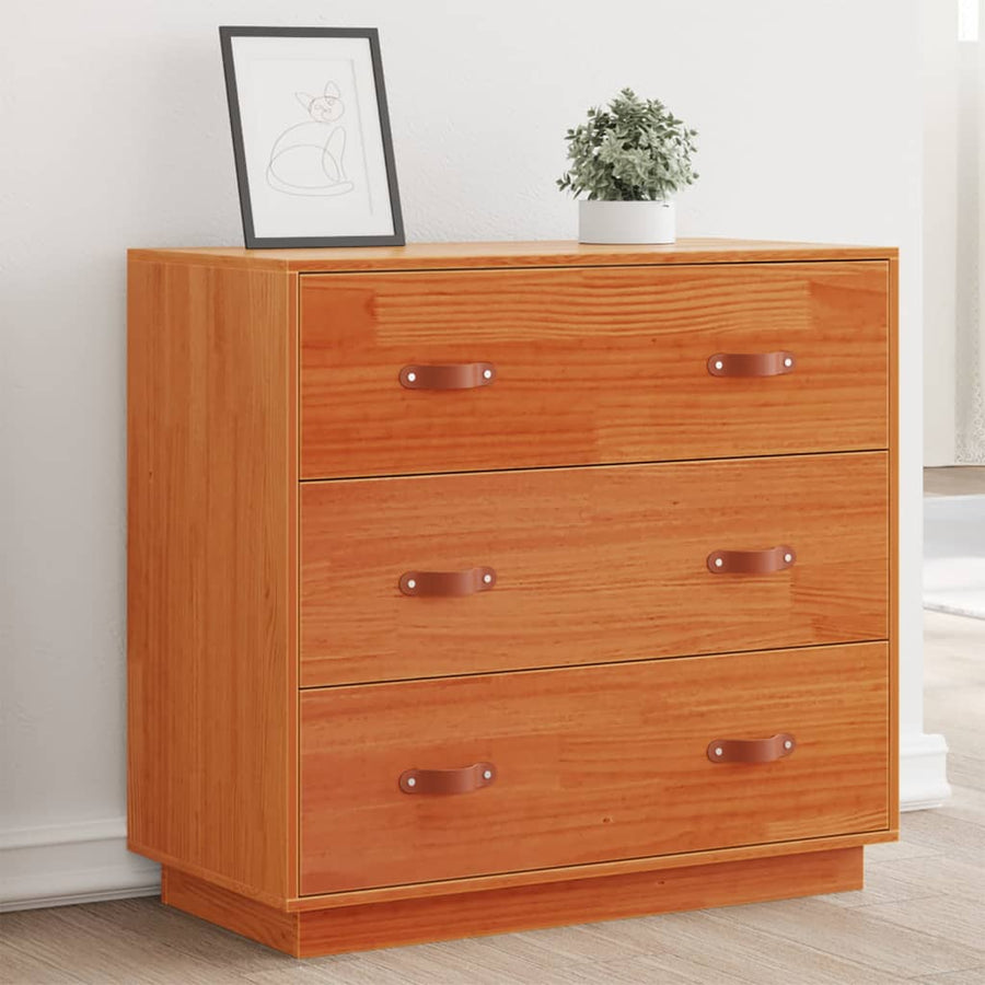 Dressoir 80X40X75 Cm Massief Grenenhout Wasbruin