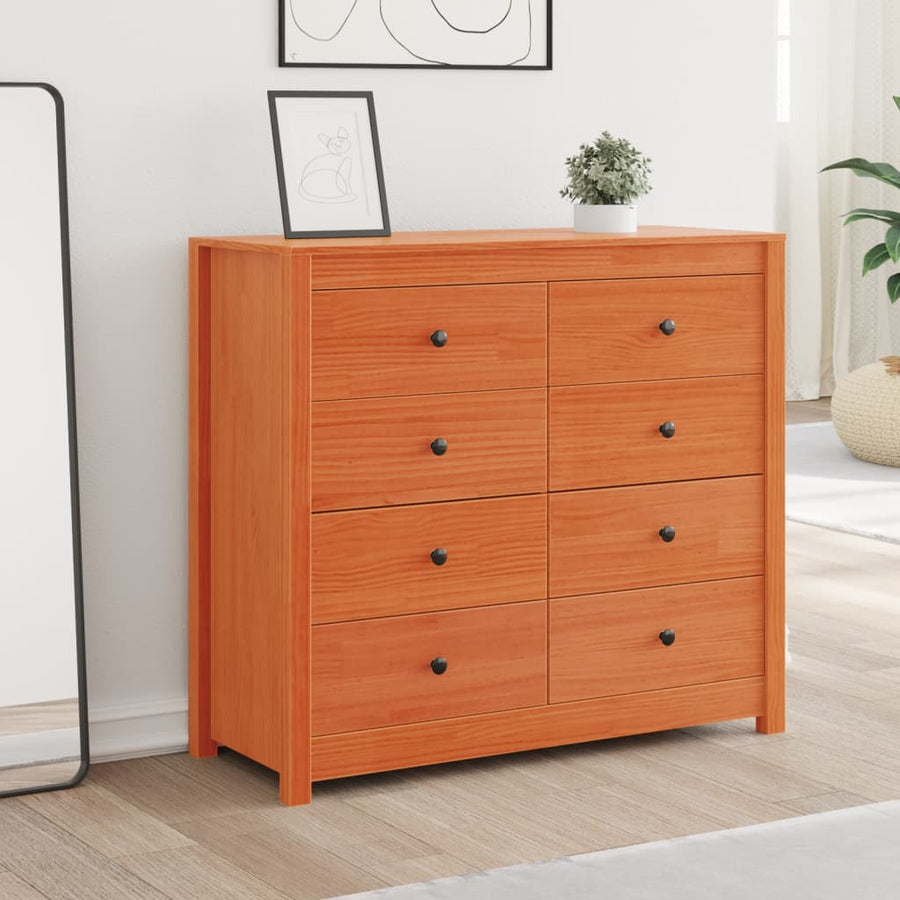 Dressoir 100X40X90 Cm Massief Grenenhout Wasbruin