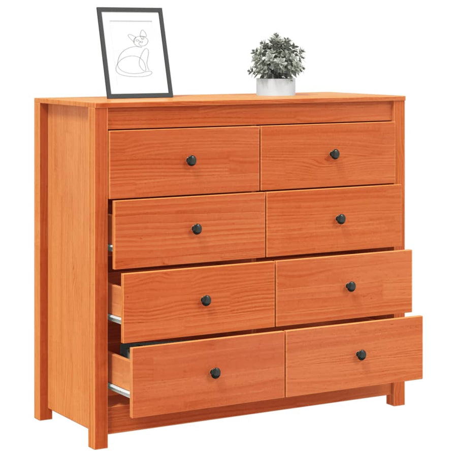 Dressoir 100X40X90 Cm Massief Grenenhout Wasbruin
