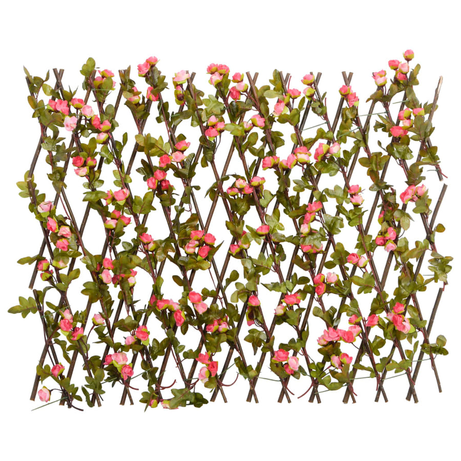  Kunstplant Klimop Op Latwerk Uittrekbaar 180X60 Cm Donkerroze