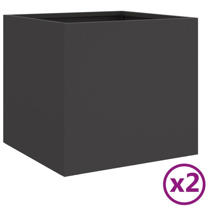Plantenbakken 2 st 32x30x29 cm koudgewalst staal zwart 2 32 x 30 x 29 cm Zwart