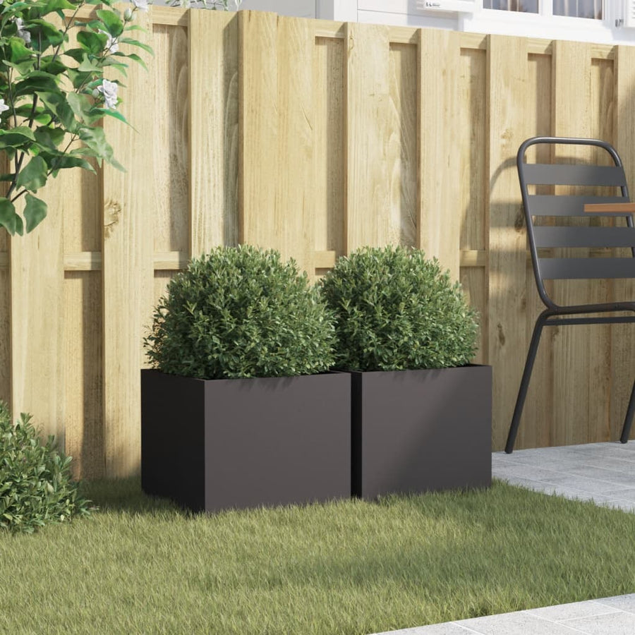 Plantenbakken 2 st 32x30x29 cm koudgewalst staal zwart 2 32 x 30 x 29 cm Zwart