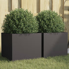 Plantenbakken 2 st 32x30x29 cm staal zwart
