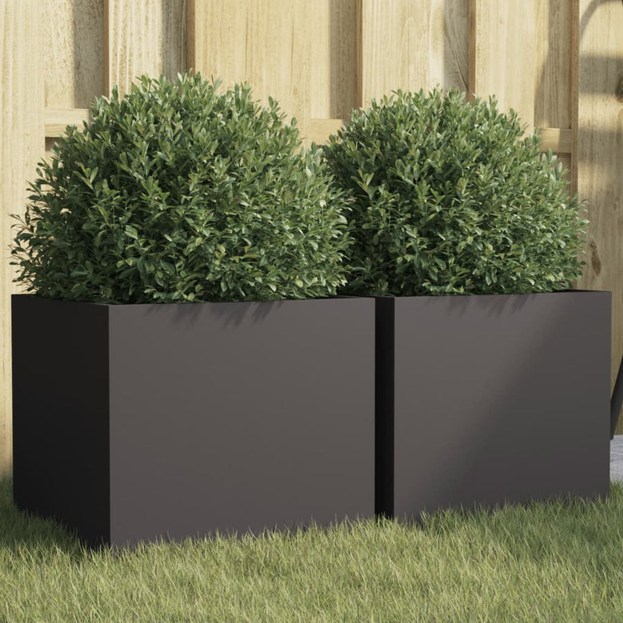 Plantenbakken 2 st 32x30x29 cm koudgewalst staal zwart 2 32 x 30 x 29 cm Zwart