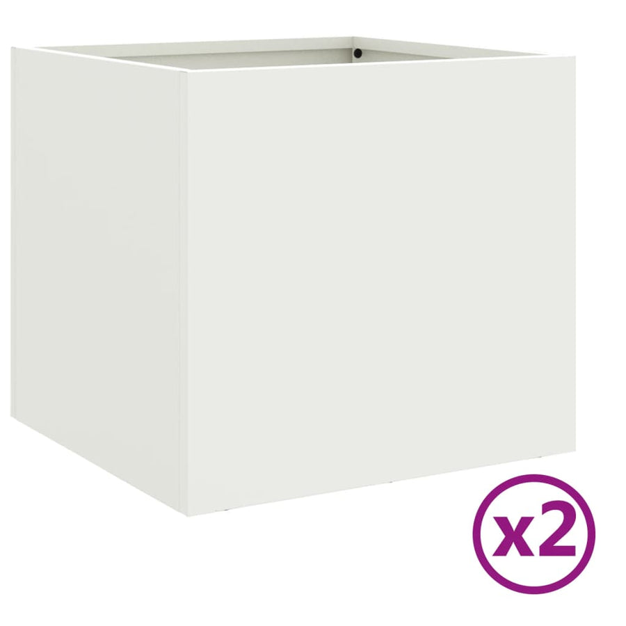 Plantenbakken 2 st 32x30x29 cm koudgewalst staal wit 2 32 x 30 x 29 cm Wit
