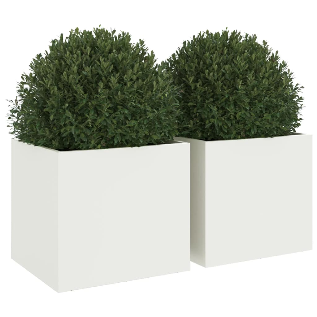 Plantenbakken 2 st 32x30x29 cm koudgewalst staal wit 2 32 x 30 x 29 cm Wit