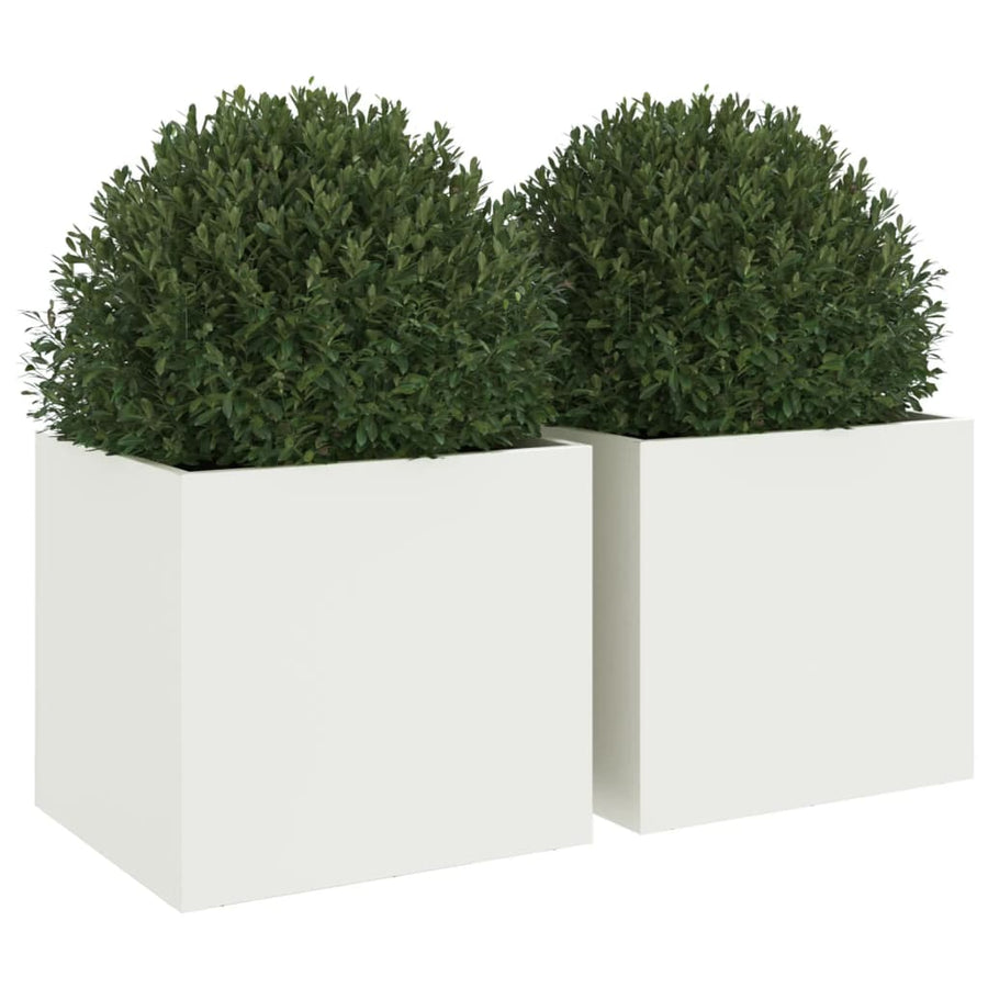 Plantenbakken 2 st 32x30x29 cm koudgewalst staal wit 2 32 x 30 x 29 cm Wit