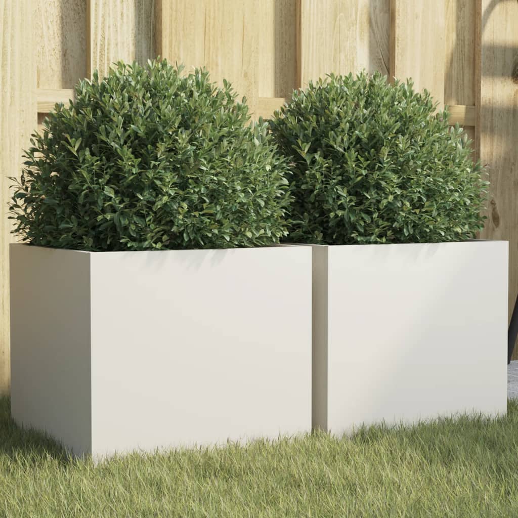 Plantenbakken 2 st 32x30x29 cm koudgewalst staal wit 2 32 x 30 x 29 cm Wit
