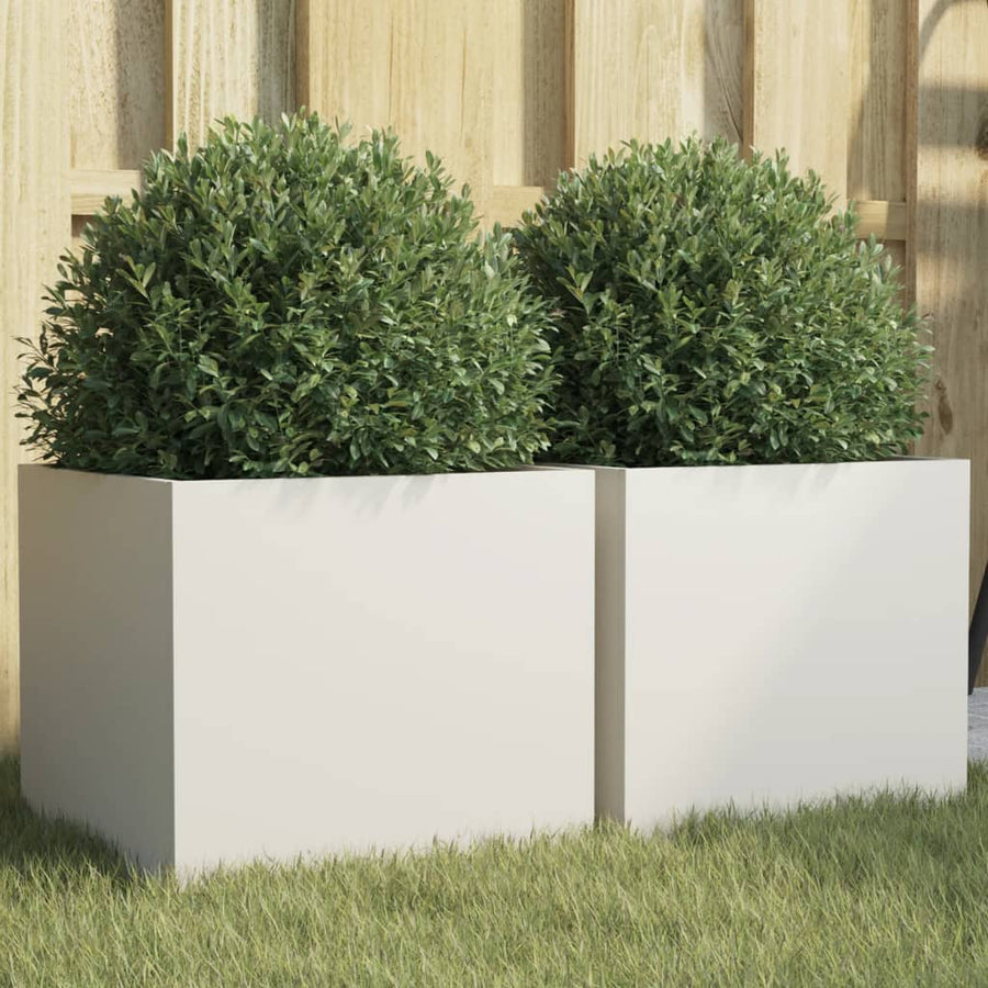 Plantenbakken 2 st 32x30x29 cm koudgewalst staal wit 2 32 x 30 x 29 cm Wit
