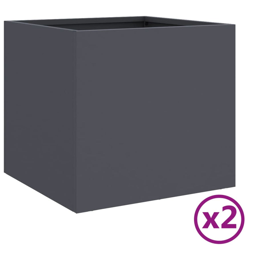 Plantenbakken 2 st 32x30x29 cm koudgewalst staal antracietkleur 2 32 x 30 x 29 cm Antraciet