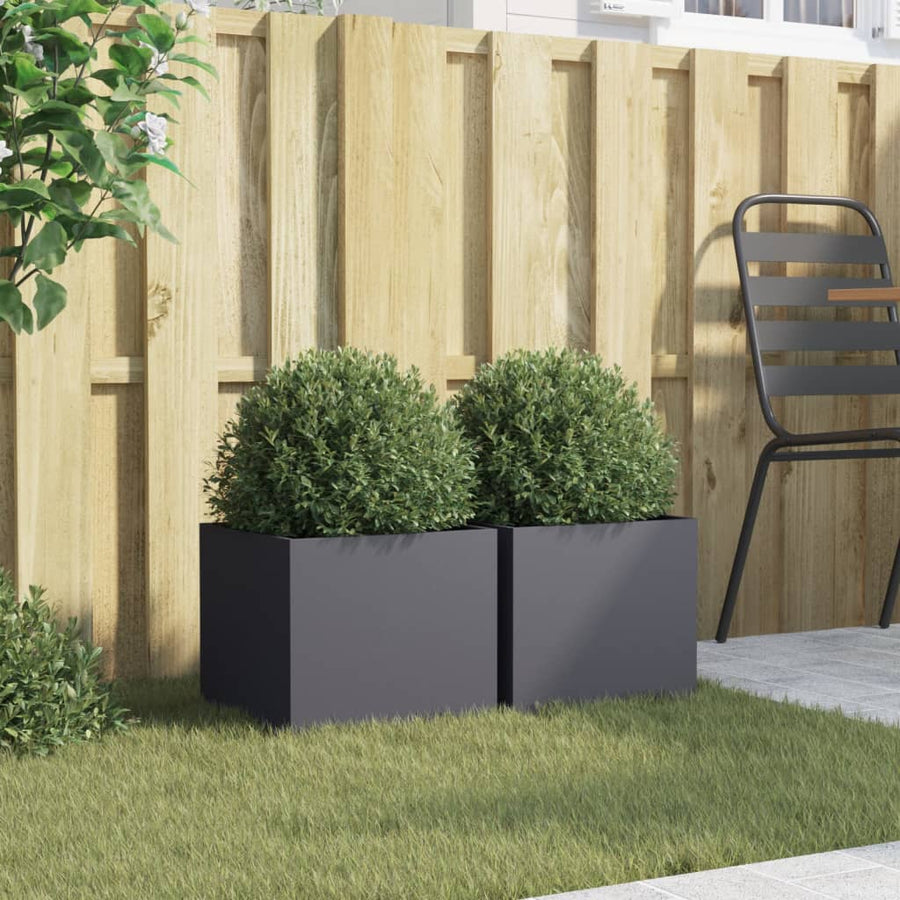 Plantenbakken 2 st 32x30x29 cm koudgewalst staal antracietkleur 2 32 x 30 x 29 cm Antraciet
