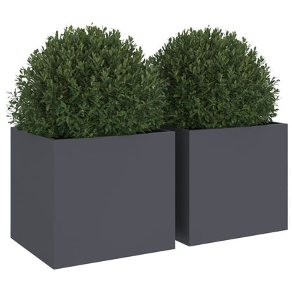 Plantenbakken 2 st 32x30x29 cm koudgewalst staal antracietkleur 2 32 x 30 x 29 cm Antraciet
