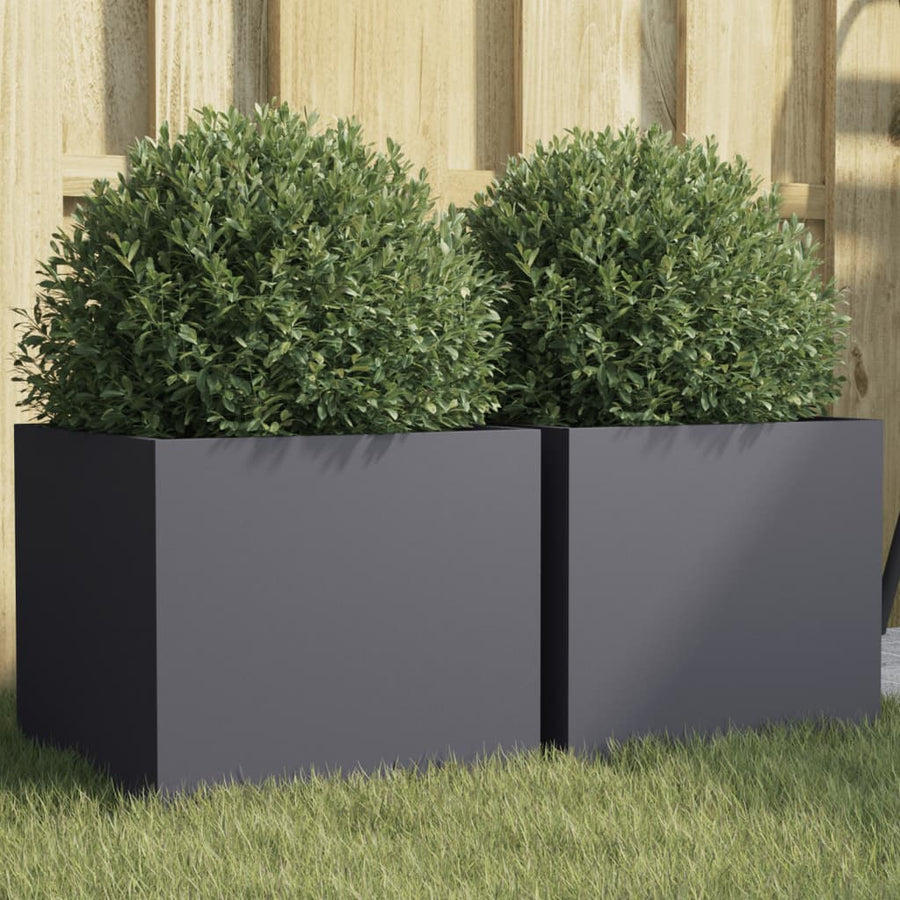 Plantenbakken 2 st 32x30x29 cm koudgewalst staal antracietkleur 2 32 x 30 x 29 cm Antraciet