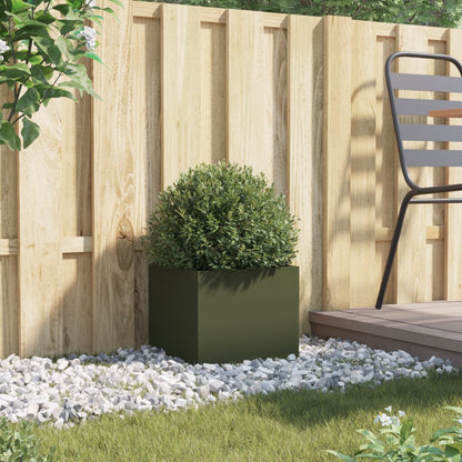 Plantenbak 32x30x29 cm koudgewalst staal olijfgroen 1 32 x 30 x 29 cm Groen