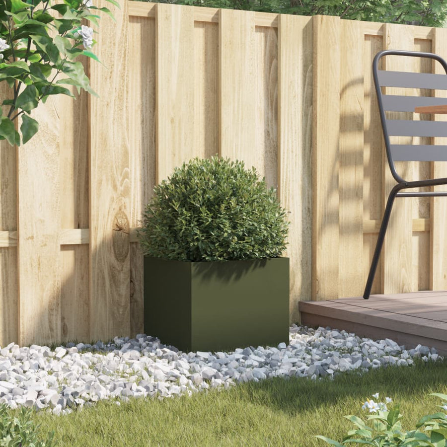 Plantenbak 32x30x29 cm koudgewalst staal olijfgroen 1 32 x 30 x 29 cm Groen