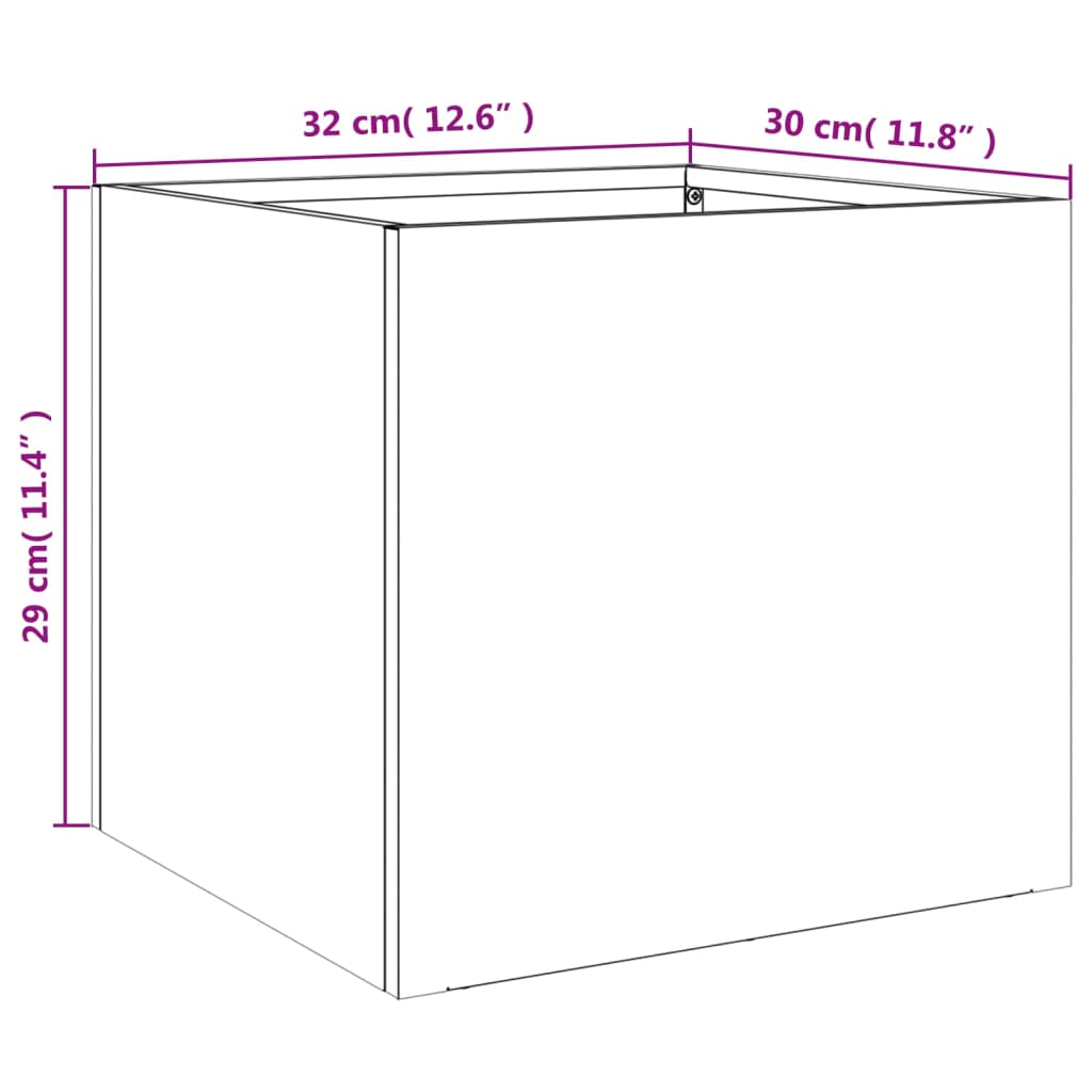 Plantenbak 32x30x29 cm koudgewalst staal olijfgroen 1 32 x 30 x 29 cm Groen