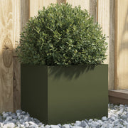 Plantenbak 32x30x29 cm staal olijfgroen