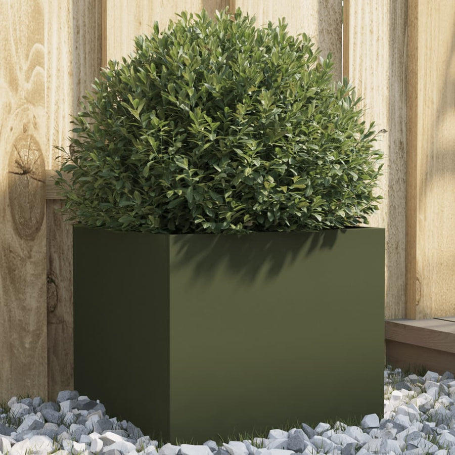 Plantenbak 32x30x29 cm koudgewalst staal olijfgroen 1 32 x 30 x 29 cm Groen