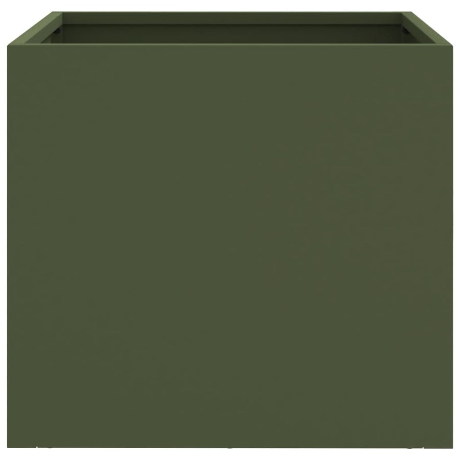 Plantenbakken 2 st 32x30x29 cm koudgewalst staal olijfgroen 2 32 x 30 x 29 cm Groen