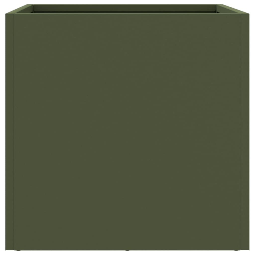 Plantenbakken 2 st 32x30x29 cm koudgewalst staal olijfgroen 2 32 x 30 x 29 cm Groen