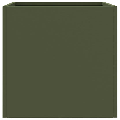 Plantenbakken 2 st 32x30x29 cm koudgewalst staal olijfgroen 2 32 x 30 x 29 cm Groen