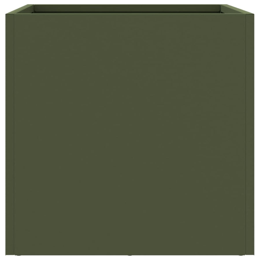Plantenbakken 2 st 32x30x29 cm koudgewalst staal olijfgroen 2 32 x 30 x 29 cm Groen