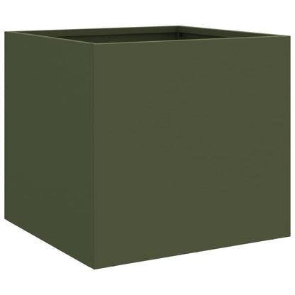 Plantenbakken 2 st 32x30x29 cm koudgewalst staal olijfgroen 2 32 x 30 x 29 cm Groen