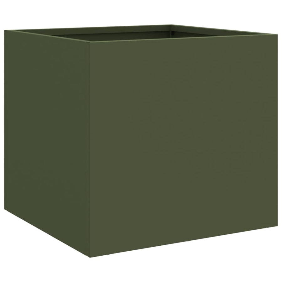 Plantenbakken 2 st 32x30x29 cm koudgewalst staal olijfgroen 2 32 x 30 x 29 cm Groen