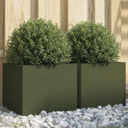 Plantenbak 32x30x29 cm staal olijfgroen (2 stuks)