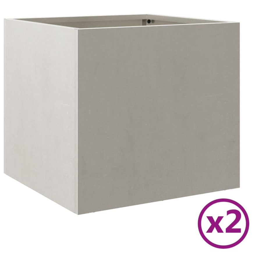Plantenbakken 2 st 32x30x29 cm roestvrij staal zilverkleurig 2 32 x 30 x 29 cm Zilver
