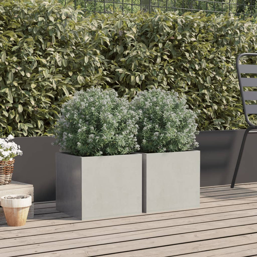 Plantenbakken 2 st 32x30x29 cm roestvrij staal zilverkleurig 2 32 x 30 x 29 cm Zilver