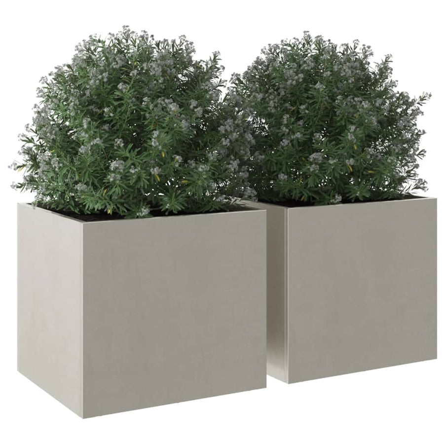 Plantenbakken 2 st 32x30x29 cm roestvrij staal zilverkleurig 2 32 x 30 x 29 cm Zilver