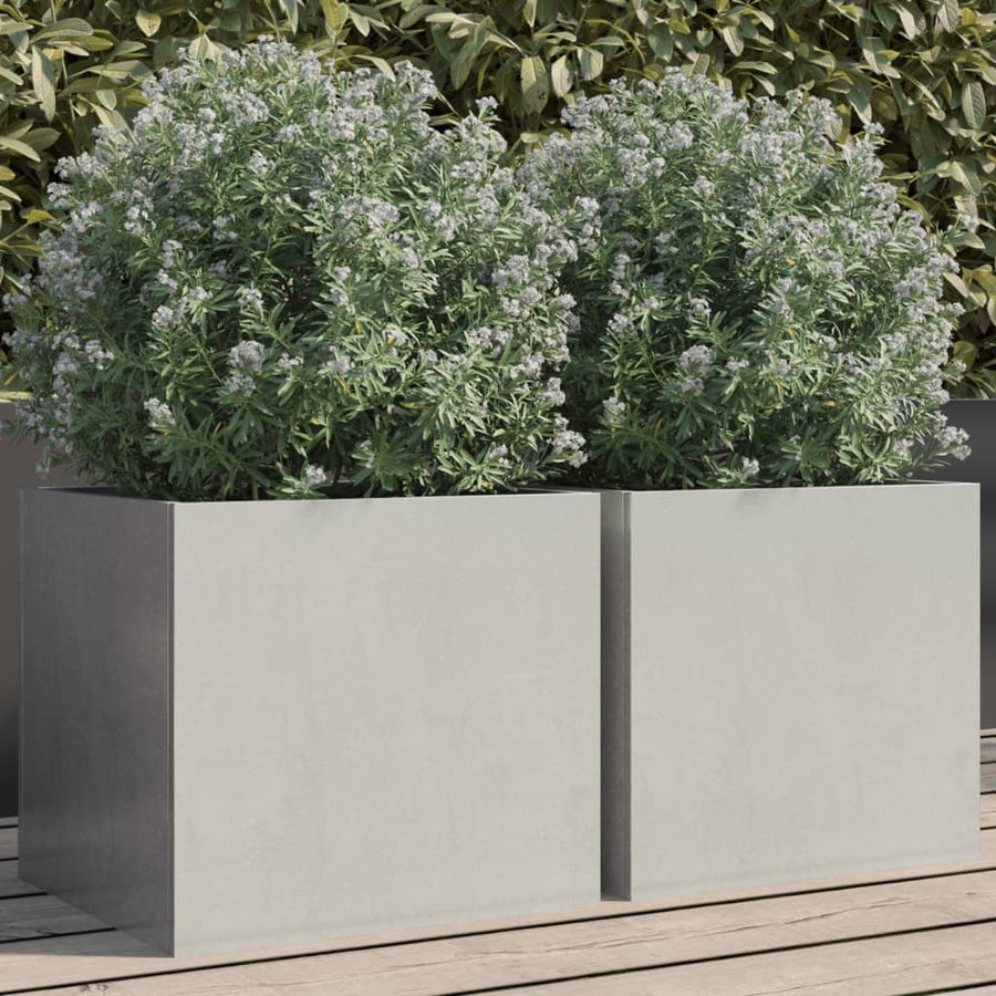 Plantenbakken 2 st 32x30x29 cm roestvrij staal zilverkleurig 2 32 x 30 x 29 cm Zilver