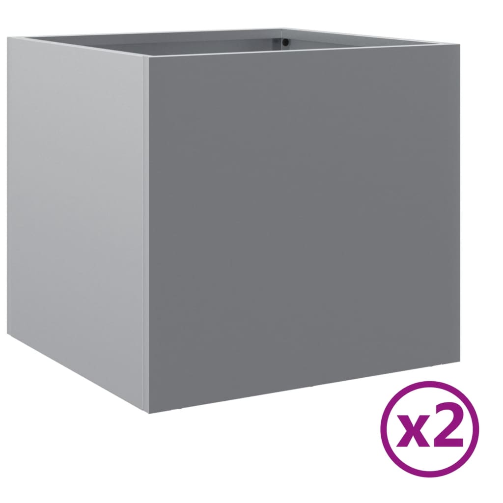 Plantenbakken 2 st 32x30x29 cm gegalvaniseerd staal zilverkleur 2 32 x 30 x 29 cm Zilvergrijs