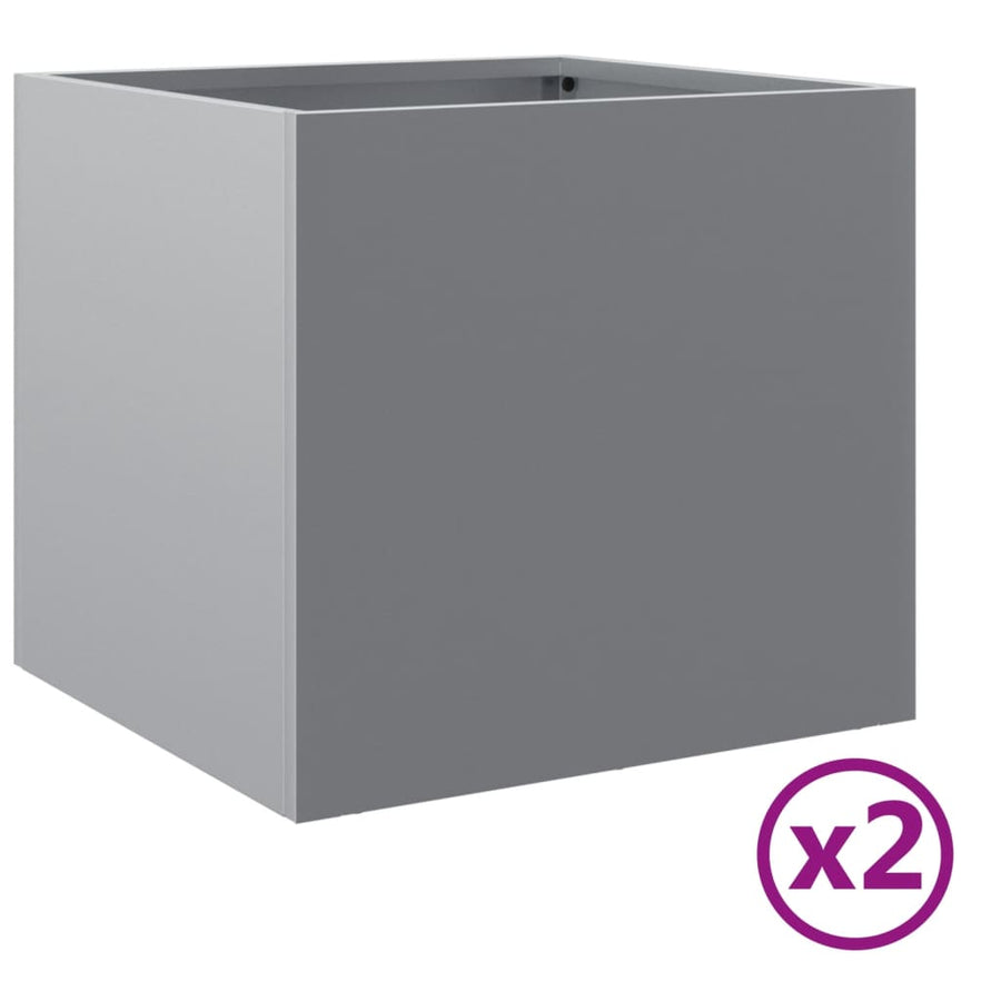 Plantenbakken 2 st 32x30x29 cm gegalvaniseerd staal zilverkleur 2 32 x 30 x 29 cm Zilvergrijs
