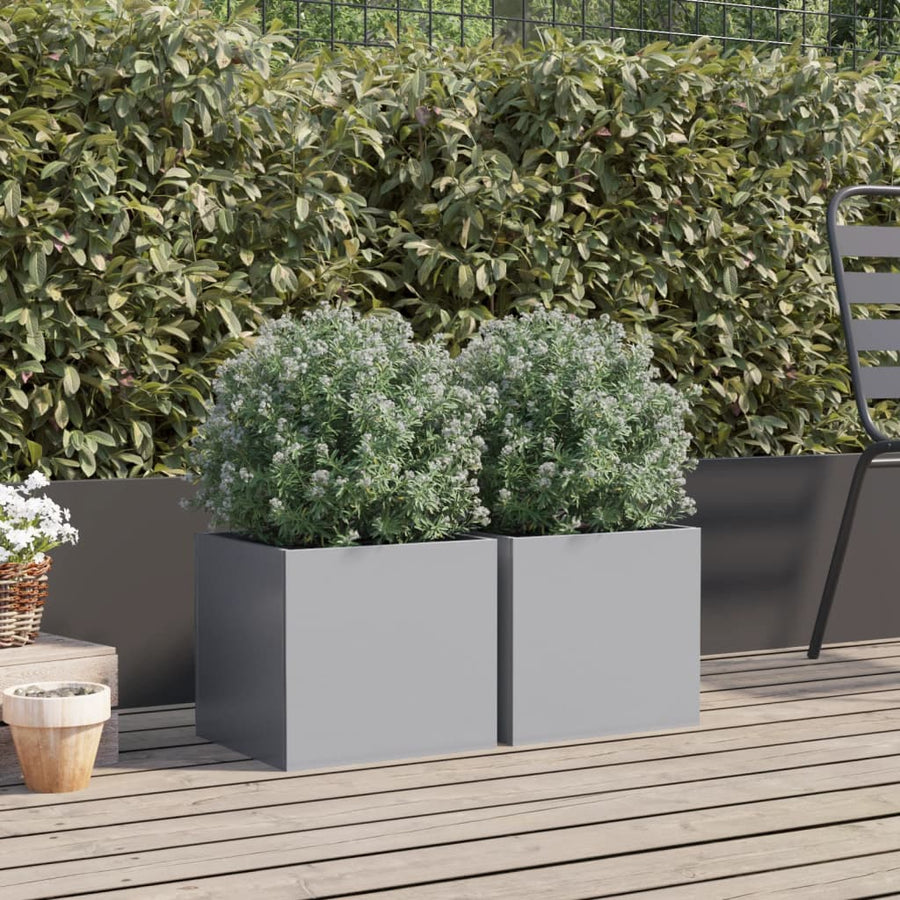 Plantenbakken 2 st 32x30x29 cm gegalvaniseerd staal zilverkleur 2 32 x 30 x 29 cm Zilvergrijs