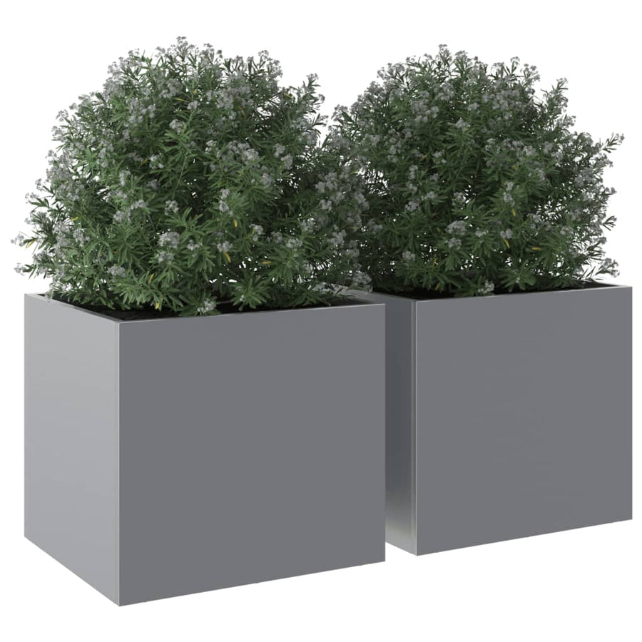 Plantenbakken 2 st 32x30x29 cm gegalvaniseerd staal zilverkleur 2 32 x 30 x 29 cm Zilvergrijs