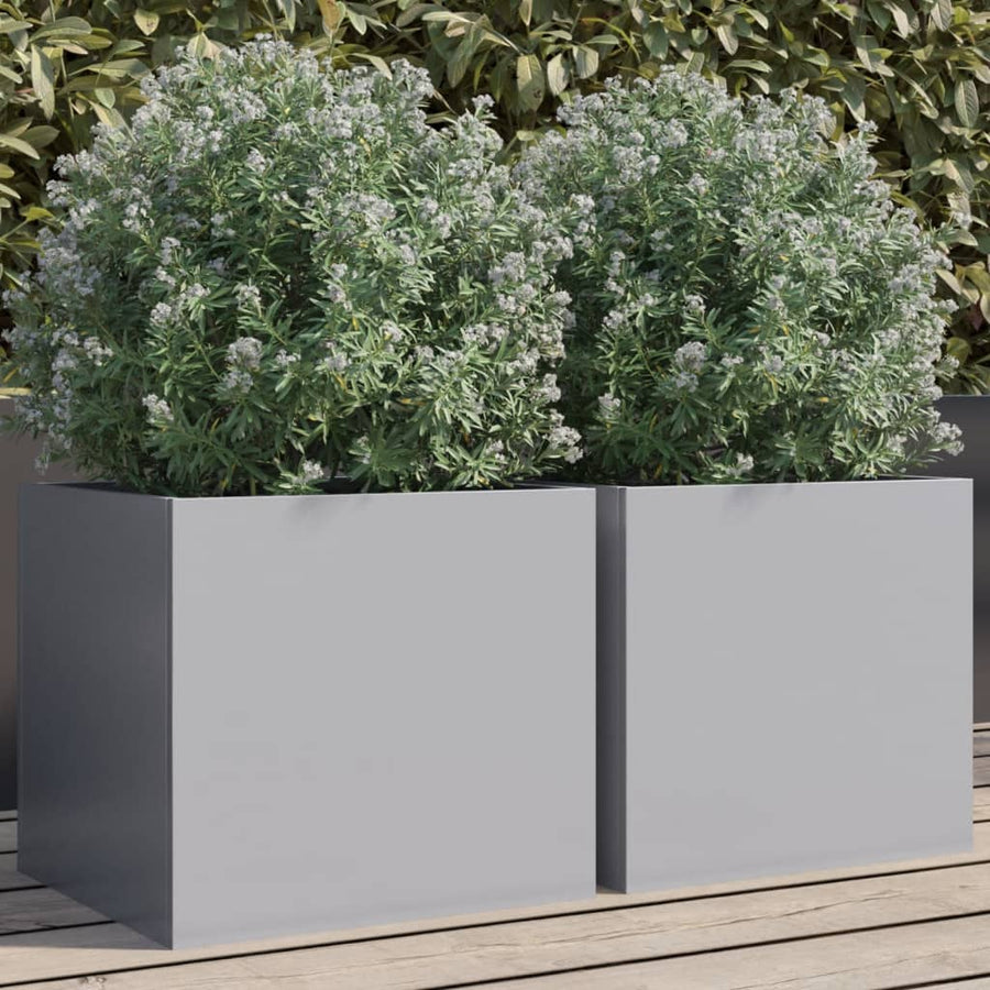 Plantenbakken 2 st 32x30x29 cm gegalvaniseerd staal zilverkleur 2 32 x 30 x 29 cm Zilvergrijs