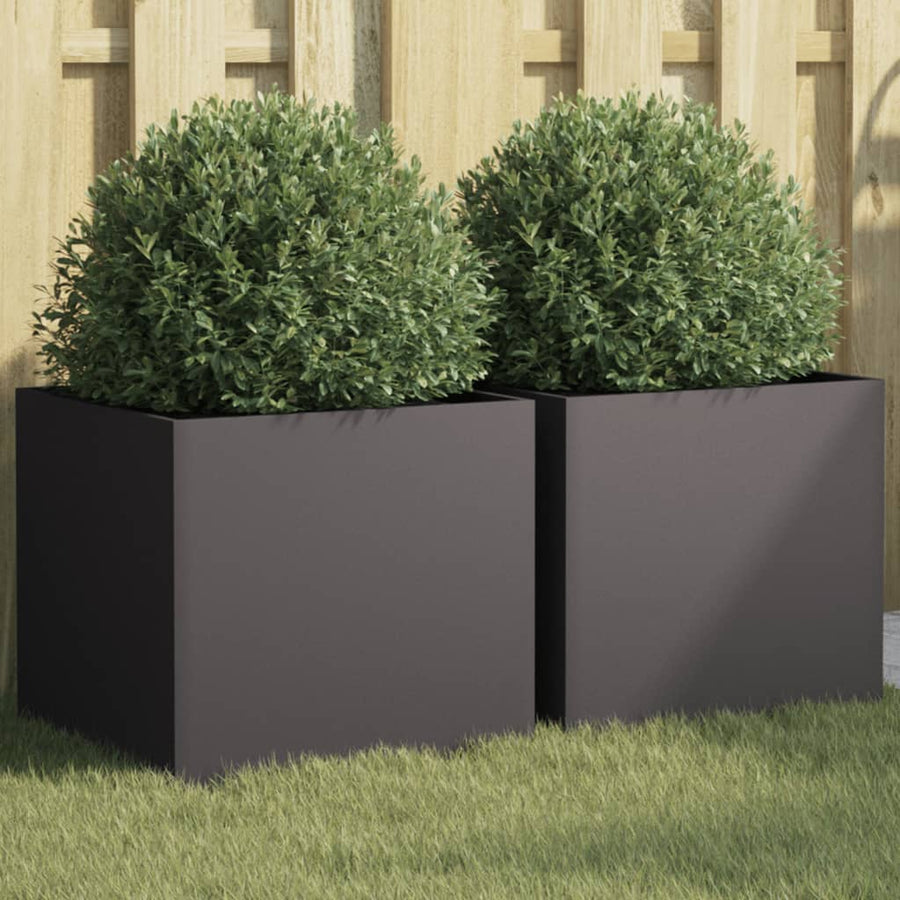 Plantenbakken Koudgewalst Staal 2 42 x 40 x 39 cm Zwart