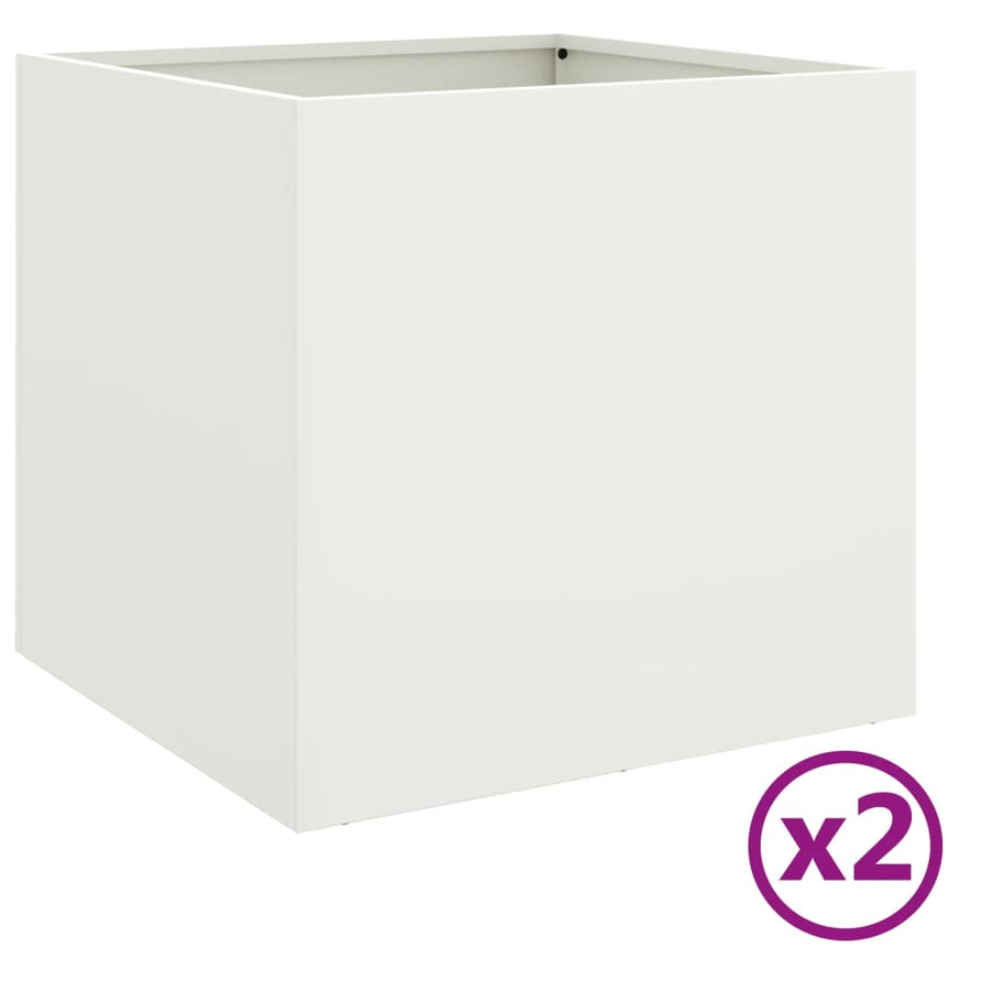 Plantenbakken 2 st 42x40x39 cm koudgewalst staal wit 2 42 x 40 x 39 cm Wit