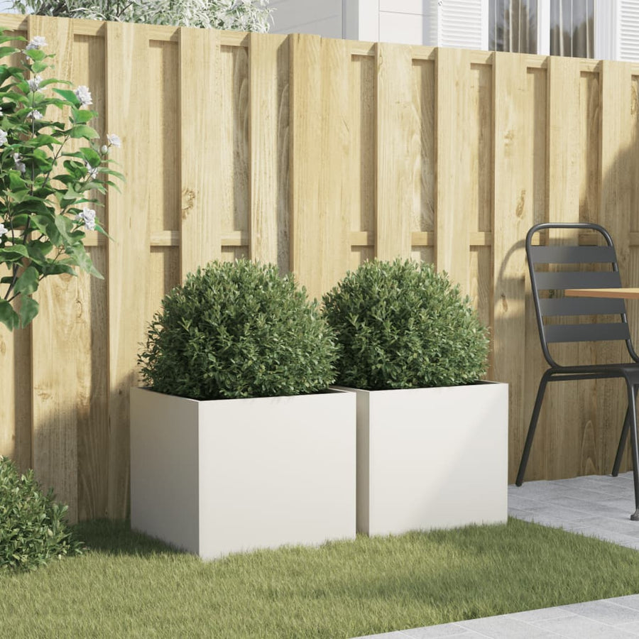 Plantenbakken 2 st 42x40x39 cm koudgewalst staal wit 2 42 x 40 x 39 cm Wit