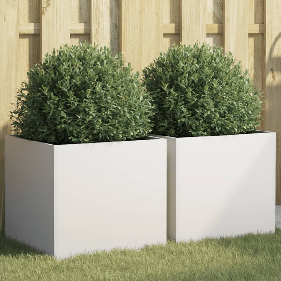Plantenbakken 2 st 42x40x39 cm koudgewalst staal wit 2 42 x 40 x 39 cm Wit