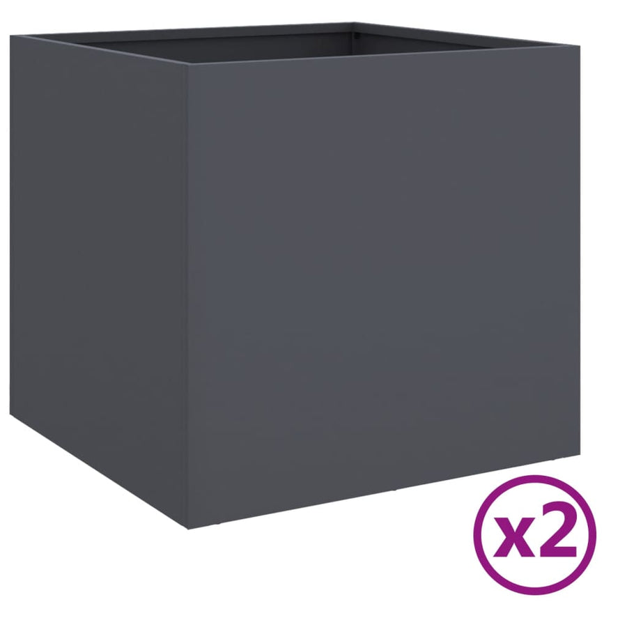 Plantenbakken 2 st 42x40x39 cm koudgewalst staal antraciet 2 42 x 40 x 39 cm Antraciet