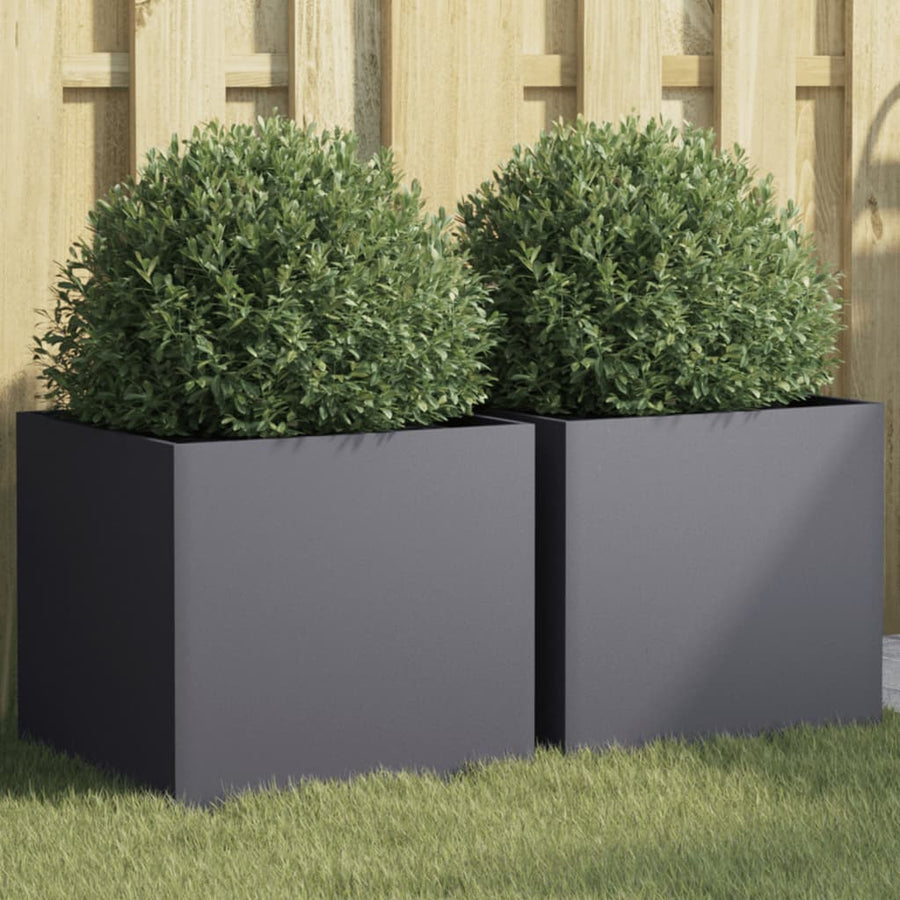 Plantenbakken 2 st 42x40x39 cm koudgewalst staal antraciet 2 42 x 40 x 39 cm Antraciet
