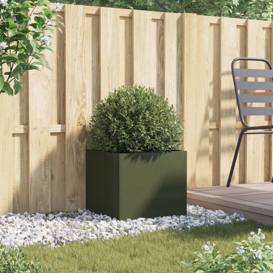 Plantenbak 42x40x39 cm koudgewalst staal olijfgroen 1 42 x 40 x 39 cm Groen